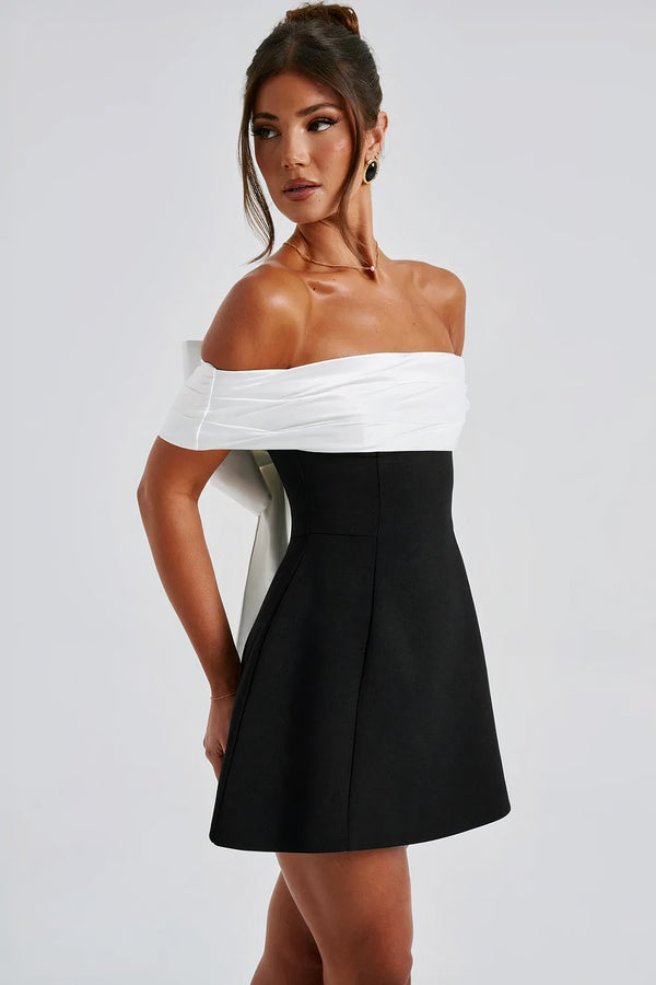 Black & White Bow Mini Dress