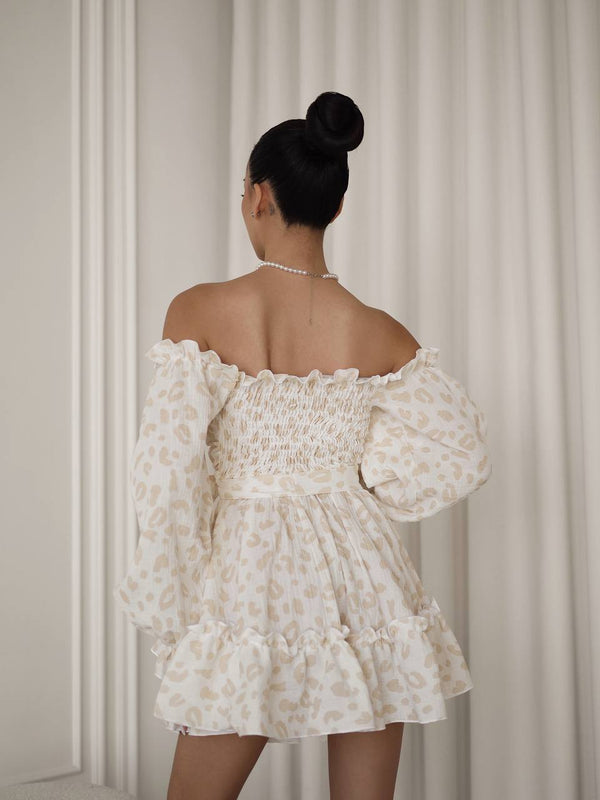 Ivory Whisper Off-Shoulder Muslin Dress