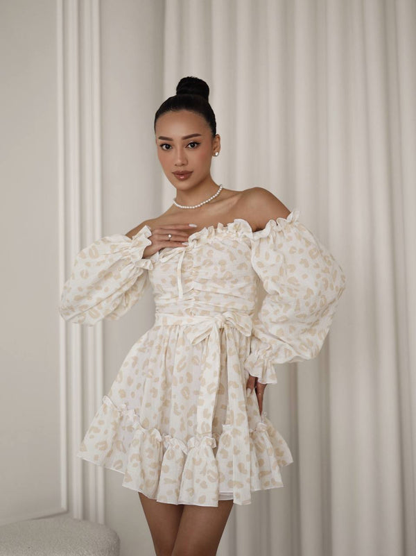 Ivory Whisper Off-Shoulder Muslin Dress