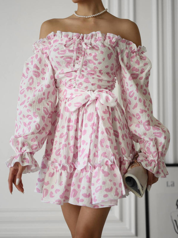 Rosé Kiss Off-Shoulder Muslin Dress