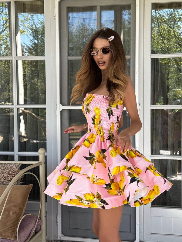Pink Lemon Smocked Mini Dress