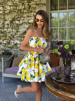 White Lemon Smocked Mini Dress