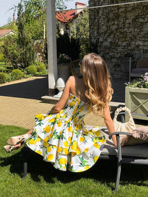 White Lemon Smocked Mini Dress