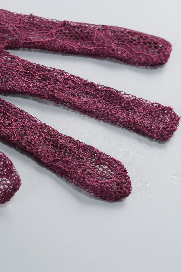 Abito lungo in pizzo bordeaux + guanti