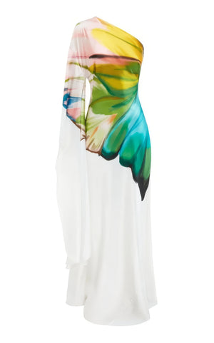 Aquarell One-Shoulder-Kleid