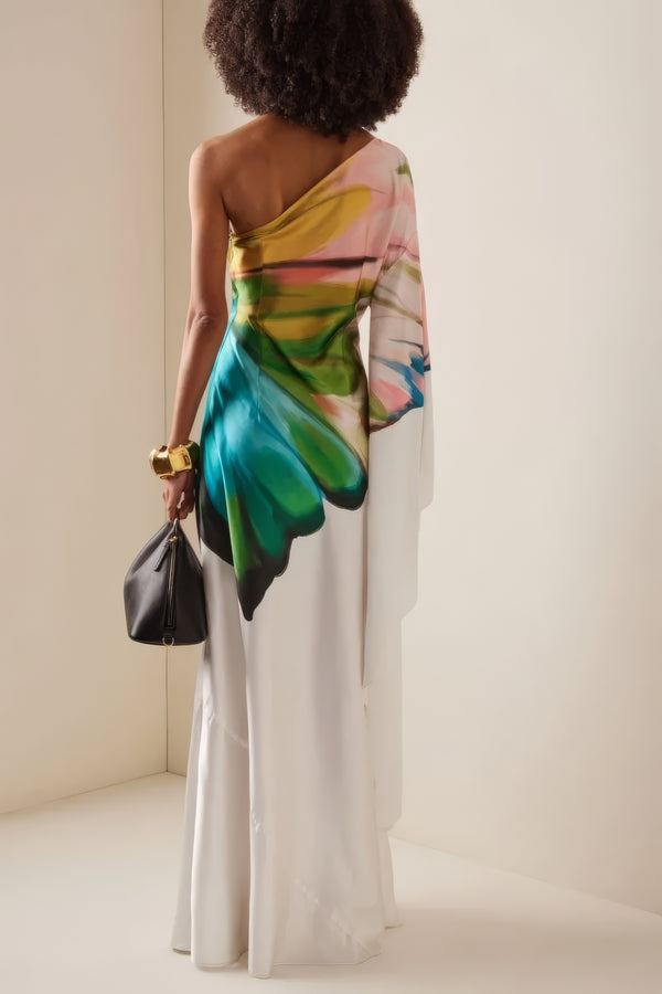 Aquarell One-Shoulder-Kleid