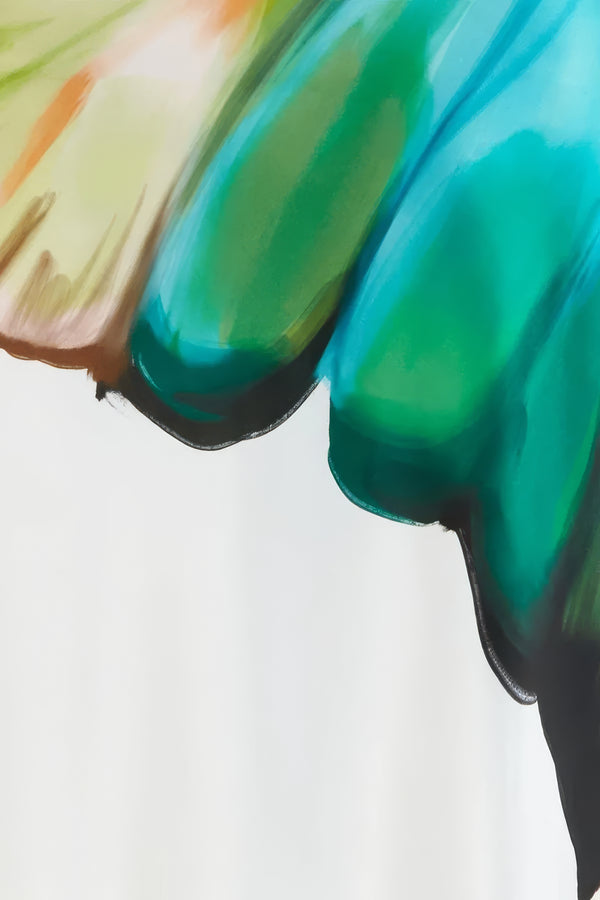 Aquarell One-Shoulder-Kleid