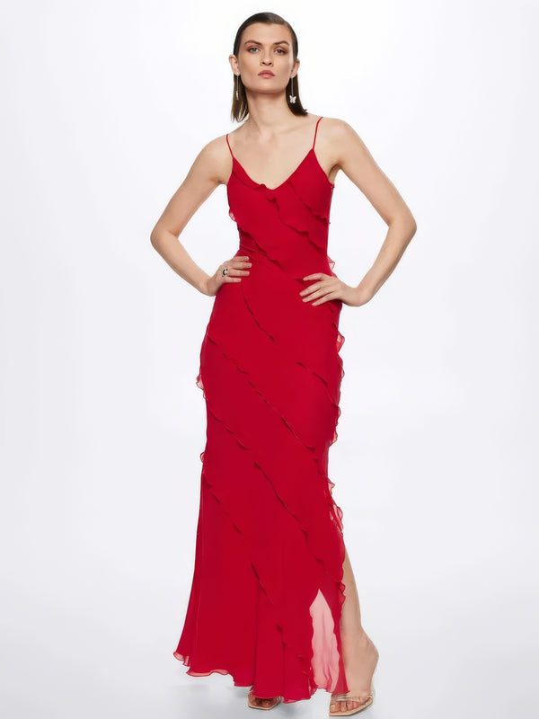 Ruffled Sheer Maxi Dress