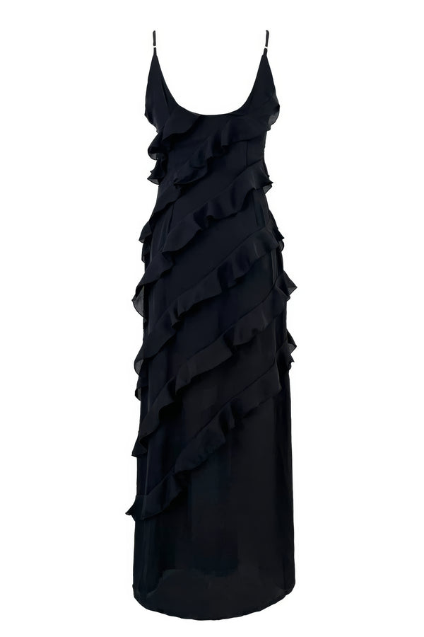Ruffled Sheer Maxi Dress