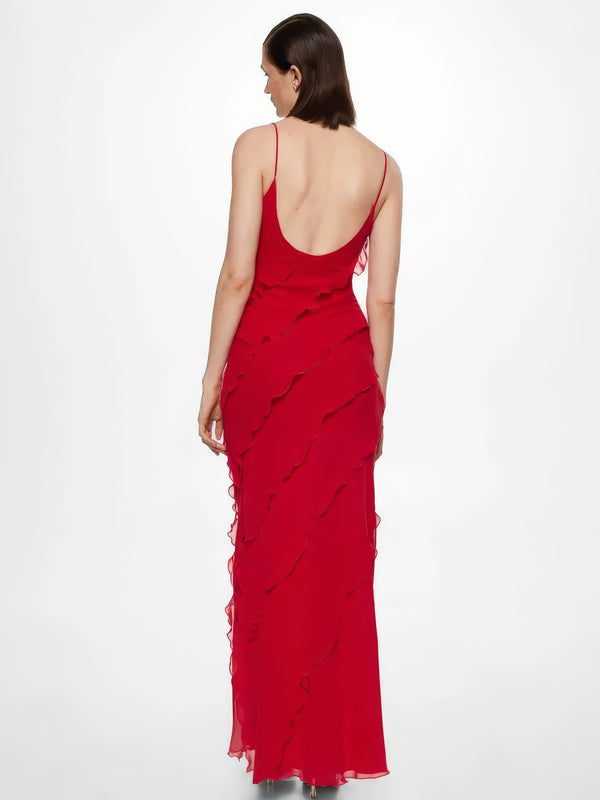 Ruffled Sheer Maxi Dress