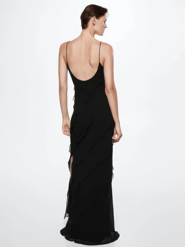Ruffled Sheer Maxi Dress