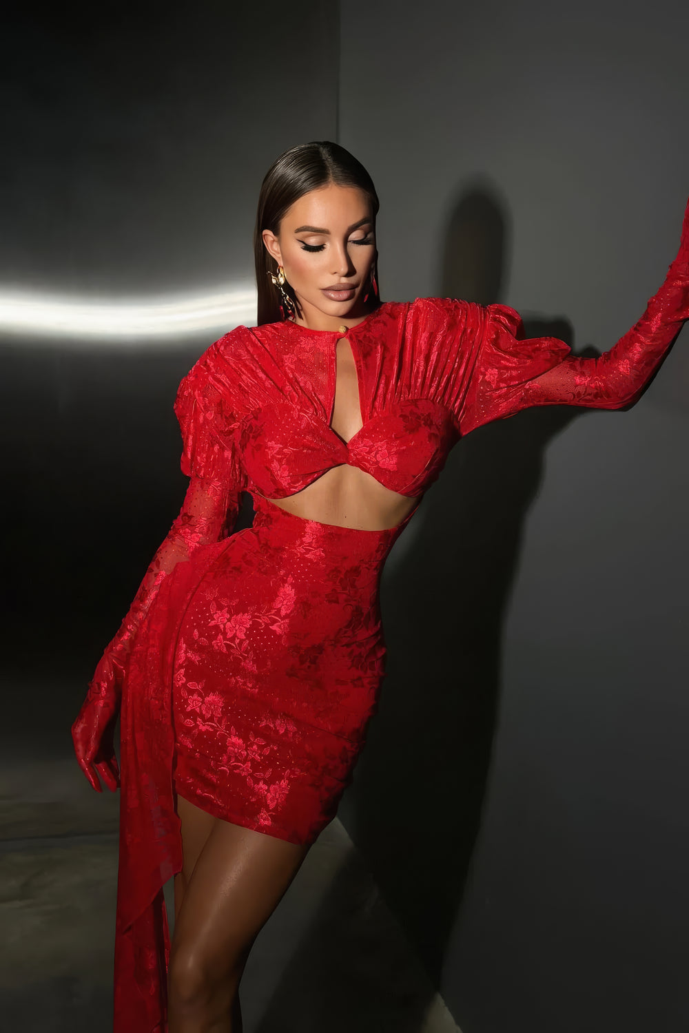 Drapiertes Minikleid aus Guipure-Spitze