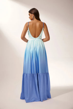 Vestido Maxi de Satén Ombre