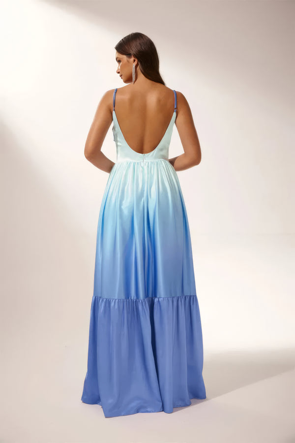 Vestido Maxi de Satén Ombre