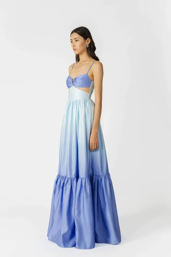 Vestido Maxi de Satén Ombre