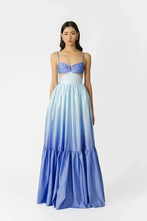 Vestido Maxi de Satén Ombre