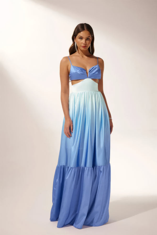 Vestido Maxi de Satén Ombre