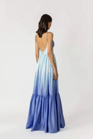 Vestido Maxi de Satén Ombre