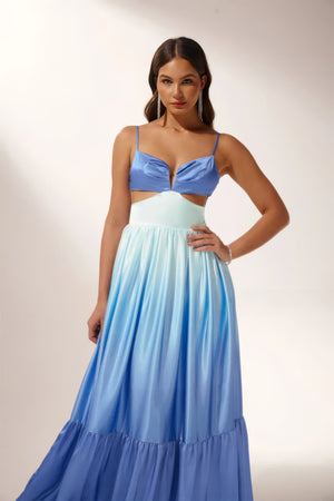 Vestido Maxi de Satén Ombre