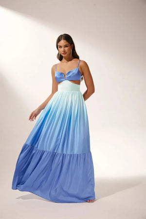 Ombre Satin Maxi Dress