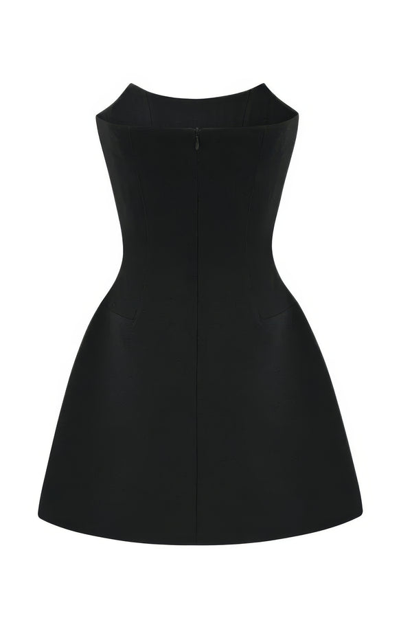 Black Crystal Strapless Mini Dress