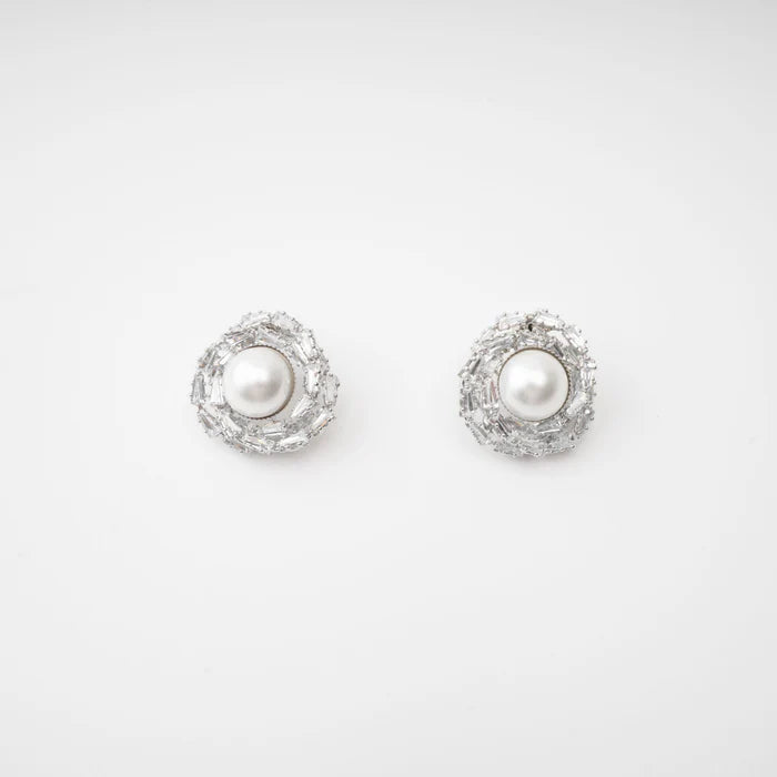 Crystal Halo Pearl Earrings