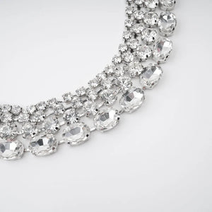 Silver Crystal Statement Layered Necklace
