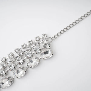 Silver Crystal Statement Layered Necklace