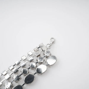Silver Crystal Statement Layered Necklace