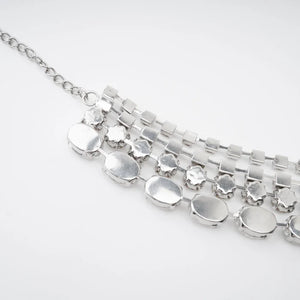 Silver Crystal Statement Layered Necklace