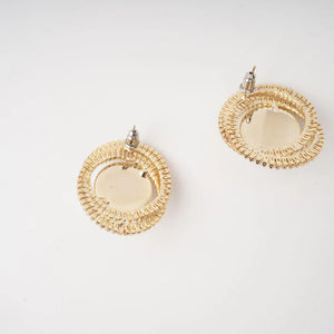Oval Crystal Pearl Stud Earrings