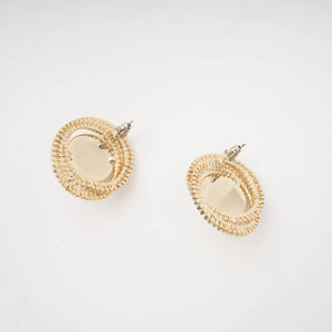 Oval Crystal Pearl Stud Earrings