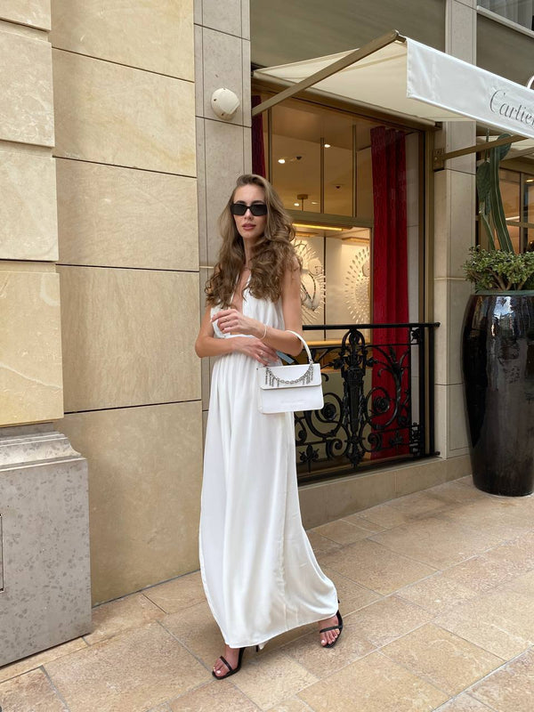 Milk-White Halter-Back Jumpsuit