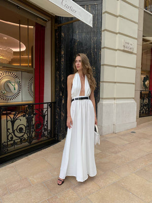 Milk-White Halter-Back Jumpsuit