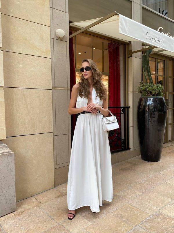 Milk-White Halter-Back Jumpsuit