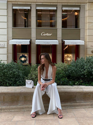 Milk-White Halter-Back Jumpsuit