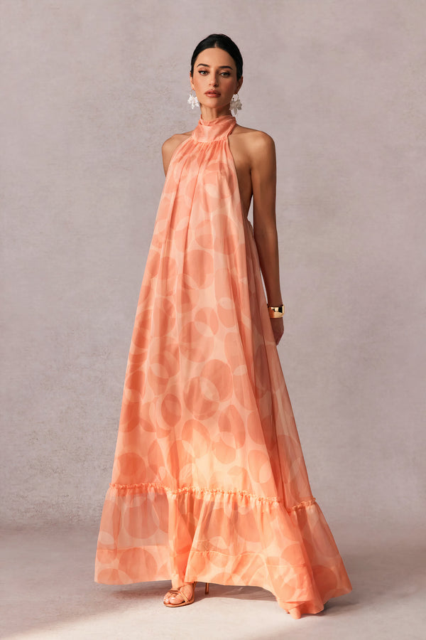 Sunset Peach Neckholderkleid