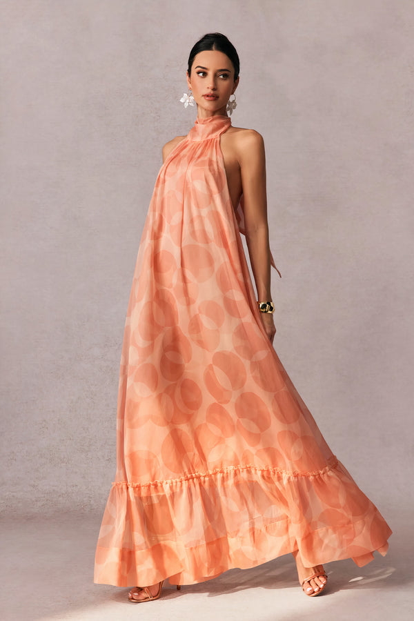 Sunset Peach Neckholderkleid
