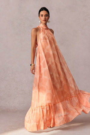 Sunset Peach Neckholderkleid