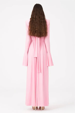 Petrolfarbenes Maxikleid mit Rosetten