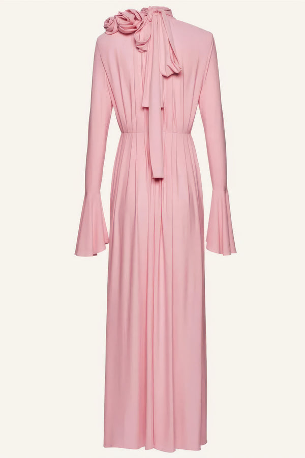 Petrolfarbenes Maxikleid mit Rosetten