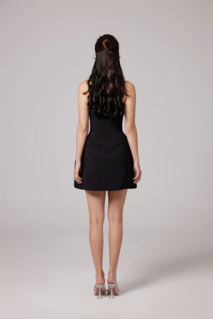 Black Crystal Strapless Mini Dress
