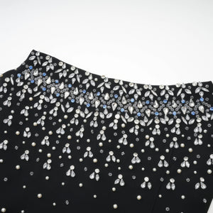 Black Crystal Strapless Mini Dress