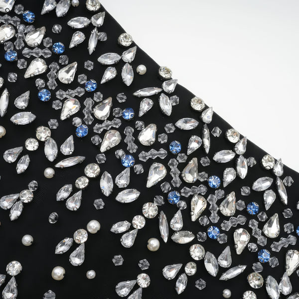 Black Crystal Strapless Mini Dress