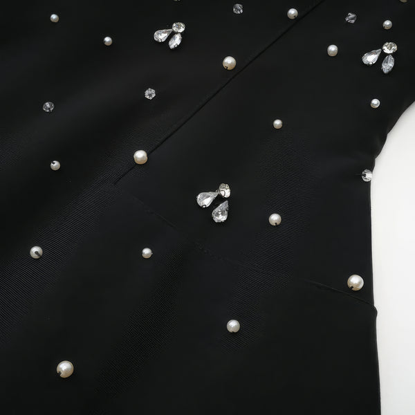 Black Crystal Strapless Mini Dress