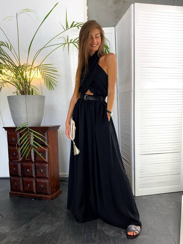 Black Halter-Back Jumpsuit