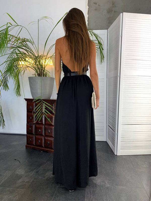 Black Halter-Back Jumpsuit