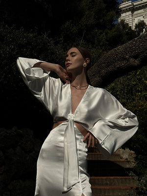 Pearl Satin Tie Maxi Dress