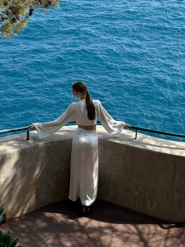 Pearl Satin Tie Maxi Dress