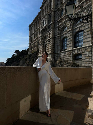 Pearl Satin Tie Maxi Dress